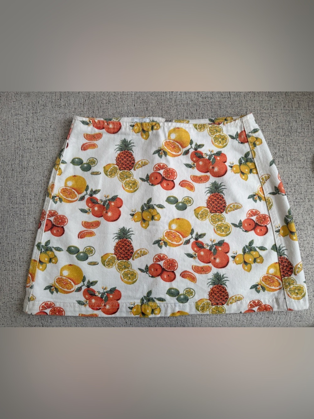 BDG Fruit-Print White Skirt with Orange & Yellow Accents